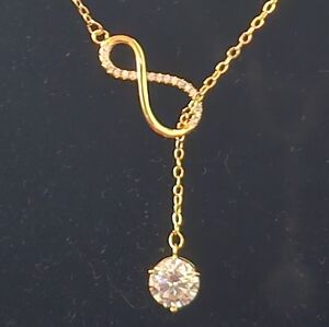 Moissanite 2.1ct‎ Pendant Gold Plated Infinity Necklace NWT